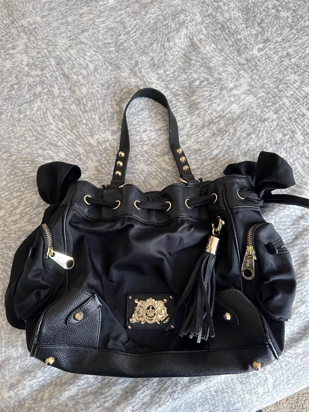 Juicy Couture Black Nylon Malibu Daydreamer Bag - Y2K Tote Purse